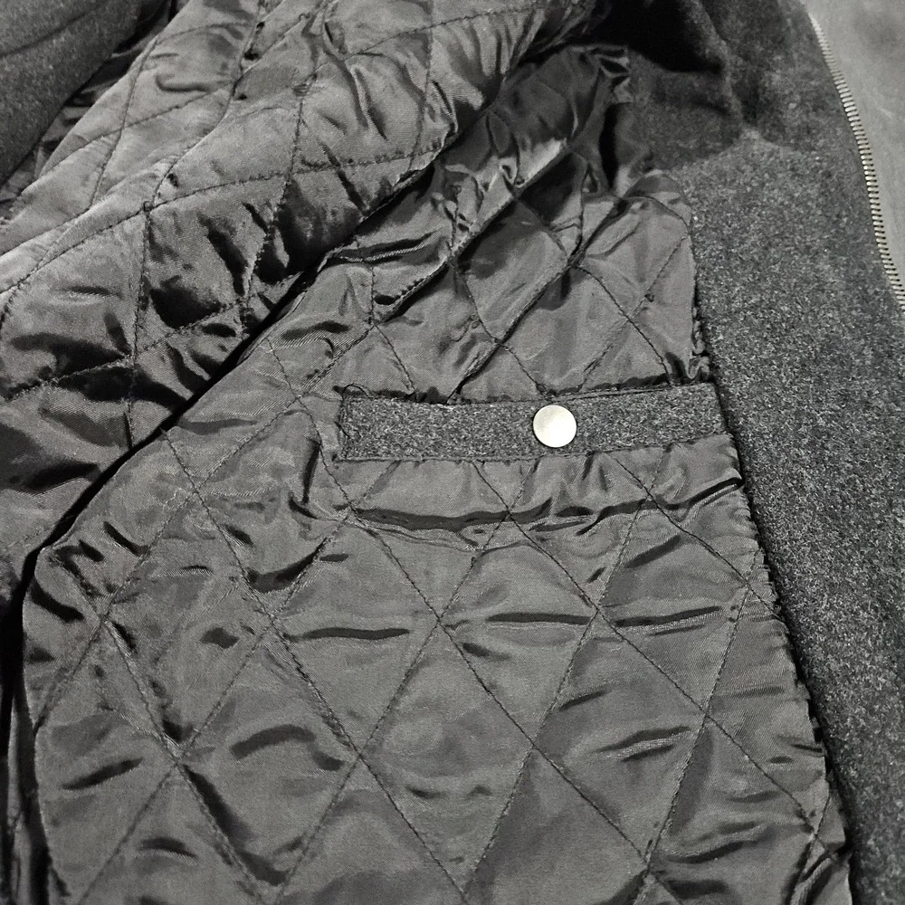 Vintage Polo Ralph Lauren Wool Bomber Jacket Men L Gray Pony Quilt Lined Y2K 90s